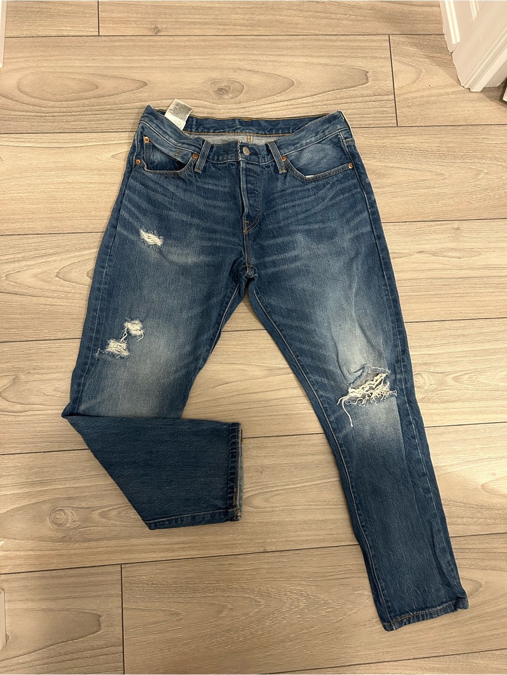 Men's Distressed Blue Slim Fit Jeans